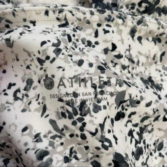 EUC Athleta Printed Leggings | Size Medium | Black White Speckle Print - Picture 3 of 4